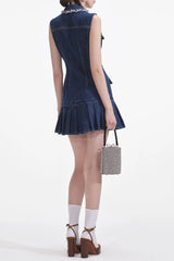 Blue Denim Sleeveless Mini Dress