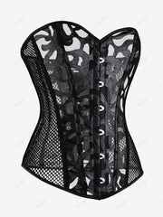 Button Fishnet Lace Up Corset