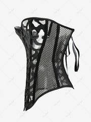 Button Fishnet Lace Up Corset