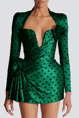 Green Satin Mini Dress