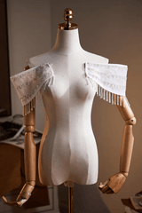 White Off Shoulder Fringe Shawl