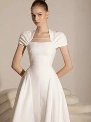 Square Neckline A-Line Midi Dress