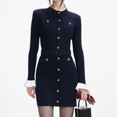 Navy ViscoSequin Knit Mini Dress