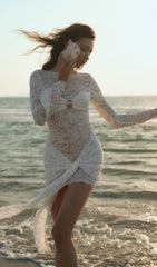 Lace Neckline Mini Dress