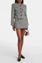 Houndstooth Crystal Mini Skirt - Black/White
