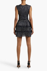 Stretch-Knit Mini Dress in Black