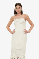 Sequin Bustier Maxi Dress in White