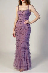 Purple Embellished Maxi Dress