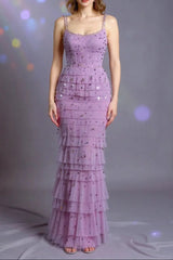 Purple Embellished Maxi Dress
