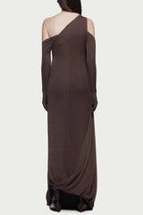 One-Shoulder Backless Maxi Dress in Brown