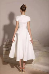 Square Neckline A-Line Midi Dress