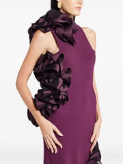 Ruffled-Bodycon Gown Claret