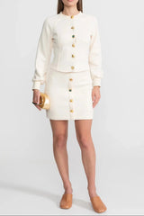 Embellished Button Co-ord Set Ivoire