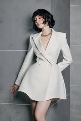 A-Line Blazer Mini Dress in Beige