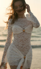 Lace Neckline Mini Dress