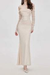Mesh Off-Shoulder Maxi Dress