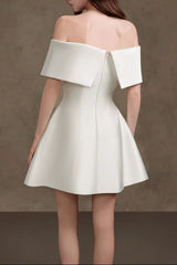 BriOne-Shoulder Satin Mini Dress in Apricot