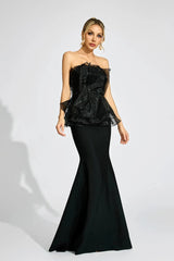 Black Peplum Maxi Dress