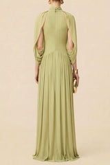 Green Cape Sleeve Knit Maxi Dress