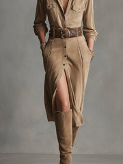 Women's Brown Midi Dress