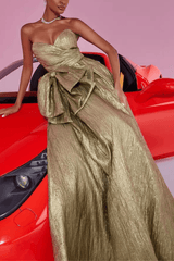 Gold Ruched Evening Dress
