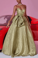 Gold Ruched Evening Dress