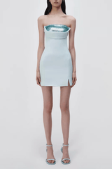Light Blue Sequin Detail Mini Dress