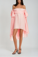 Pink Off Shoulder Mini Dress & Shorts Set