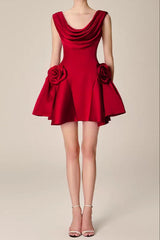 3D Flower Sleeveless Mini Dress