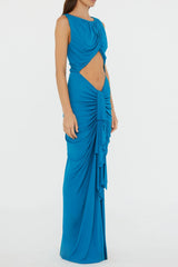 Drape Disconnect Tank Maxi Dress in Blue