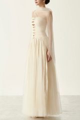 Cut Out Sheer Sash Maxi Dress