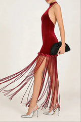 Fringe Dress in Burgundy
