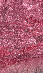 Sequin Feather Mini Dress In Pink