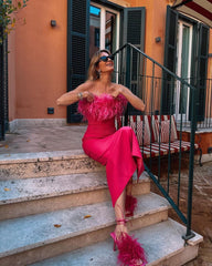 Off Shoulder Maxi Dress In Red