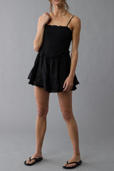 Ruffle Romper Mini Dress in Black