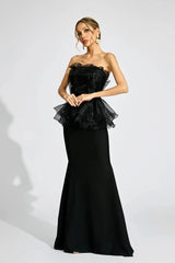 Black Peplum Maxi Dress