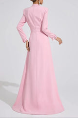 Light Pink Rhinestone Cutout Maxi Dress