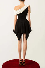 One Shoulder Mini Dress In Black