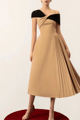 Two Tone Off-Shoulder Midi Dress