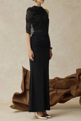 Off-Shoulder Two-Piece Skirt in Black