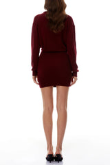 Rhinestone Embellished Bodycon Jersey Mini Dress in Red