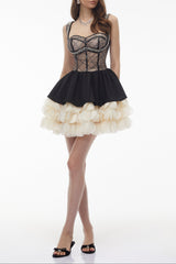 Black Sweetheart Rhinestone Mini Dress