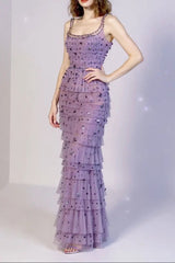 Purple Embellished Maxi Dress