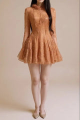 Embroidered long sleeve Mini Dress