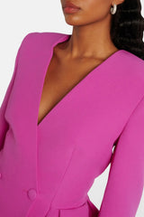 Ruffled Blazer Two Piece Set - Pink