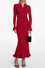 Trim Knit Midi Dress