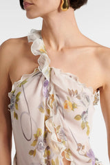 Floral Print One Shoulder Maxi Dress