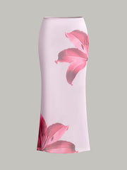 Floral Printed Bikini Bandeau and Chic Pareo Skirt