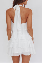 Ruffle Mini Dress in White