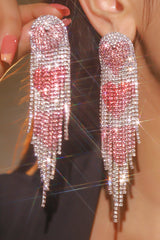Red Heart Trendy Full Diamond Earrings